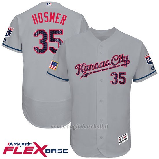 Maglia Baseball Uomo Kansas City Royals 2017 Estrellas y Rayas Eric Hosmer Grigio Flex Base